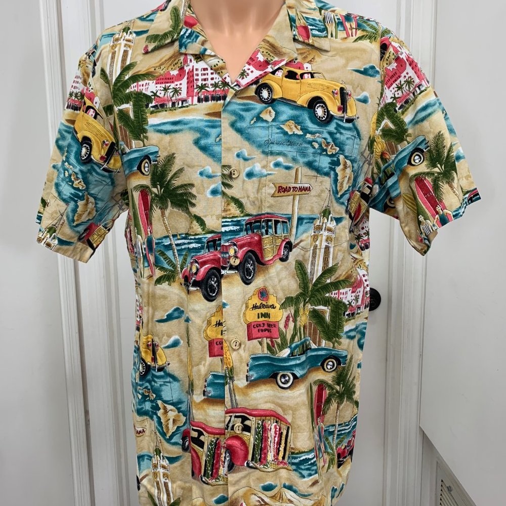 Kole Kole Vintage Hawaiian panel cars Shirt button - Picture 2 of 6
